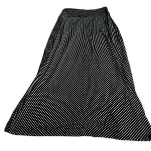 Faded Glory Y2K Striped Ruched Waist Maxi Skirt Black and White Sz Med Vtg